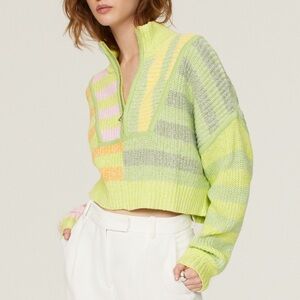 STAUD Hampton Cropped Sweater Multi Sunray